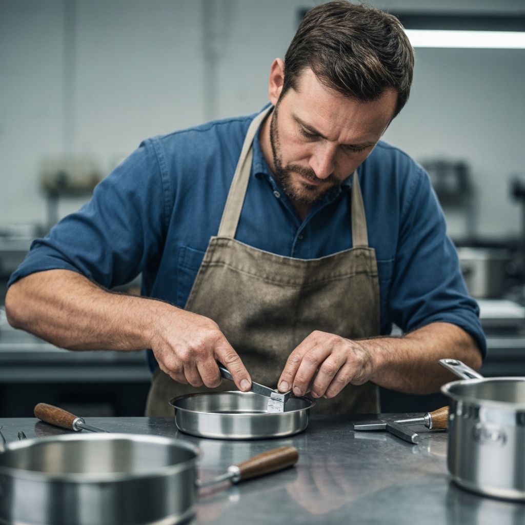 Skilled artisan crafting Princess House cookware with precision