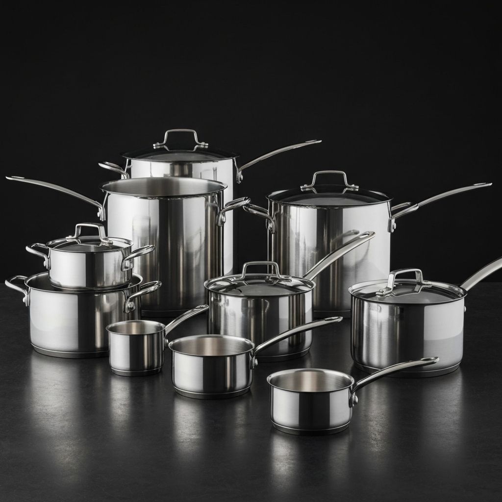 Stainless steel pots and saucepans collection